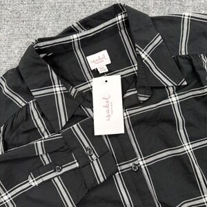 Isabel by Ingrid & Isabel Womens Black White Plaid Button Up Shirt Plus Size XXL